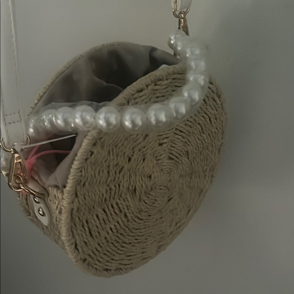 Straw Pearl Crossbody bag